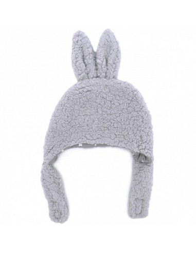 Bonnet chapka lapin en sherpa gris (6-12mois)
