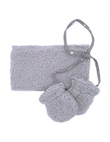 Set snood & moufles en sherpa gris (0/6mois)