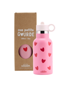 Gourde 350 ml - Coeurs rose