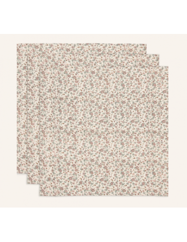 Lange gaze de coton small 70x70cm - Retro Flowers - 3 Unités